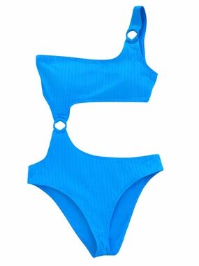 aerie One-Shoulder Cutout One-Piece Swimsuit in Bright Blue